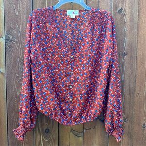 Wishful Perk long sleeve floral blouse